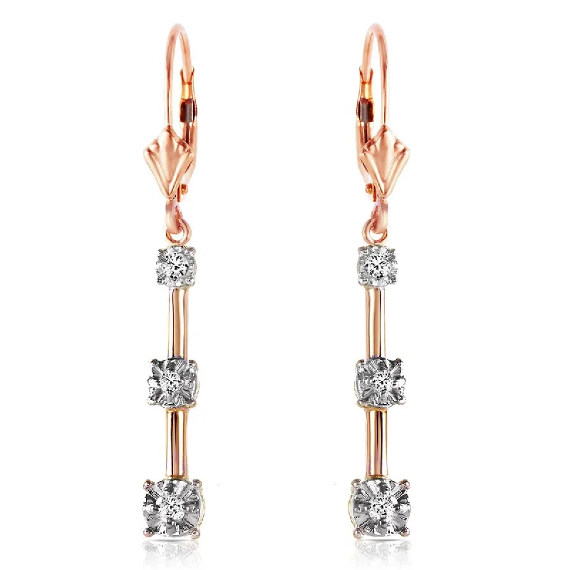 0.2 Carat 14K Solid Rose Gold Leverback Diamond Earrings