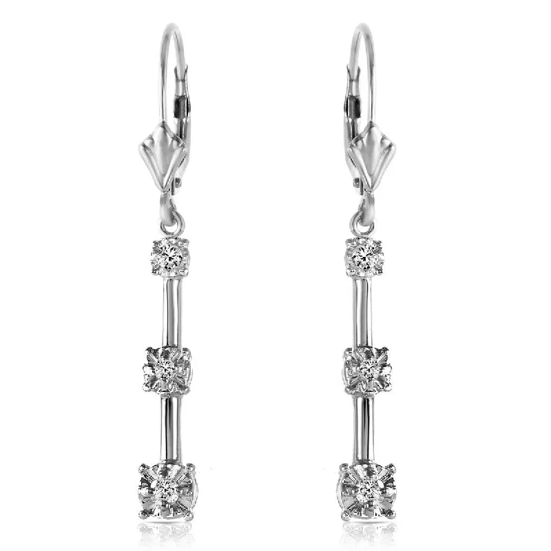 0.2 Carat 14K Solid White Gold Leverback Diamond Earrings