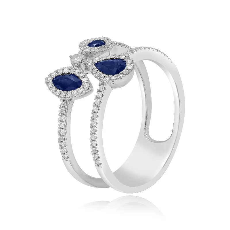 0.22ct Diamond and 0.48ct Sapphire Ring set in 14KT White Gold / RN406870H