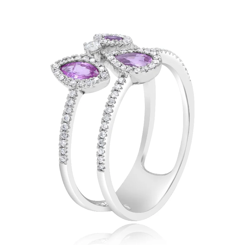 0.23ct Diamond and 0.56ct Pink Sapphire Ring set in 14KT White Gold / RN406870N