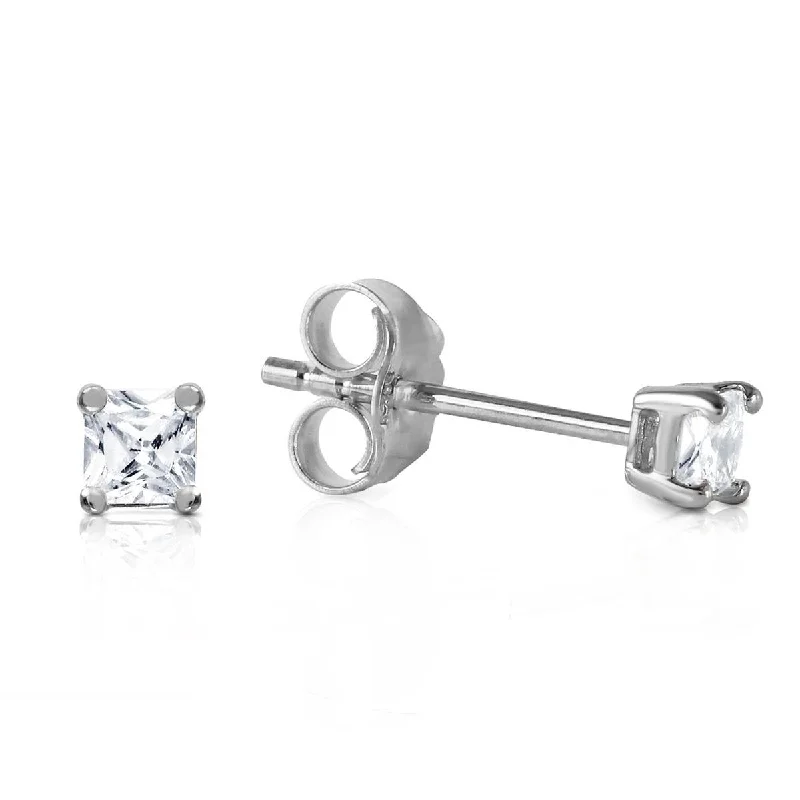 0.25 Carat 14K Solid White Gold Stud Earrings 0.25 Carat Natural Diamond