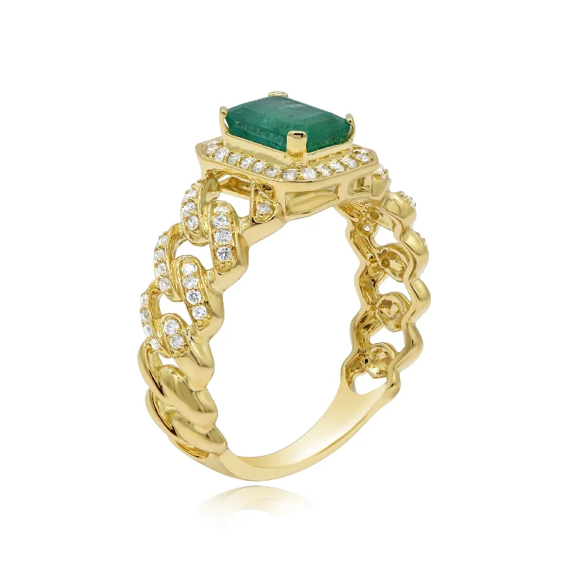 0.27ct Diamond and 1.03ct Emerald Ring set in 14KT Yellow Gold /RN408422B