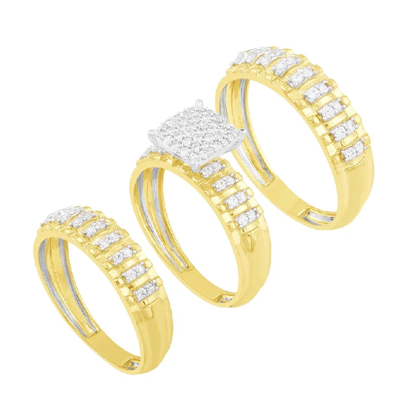 0.76ct Diamond 3pc Wedding Set in 14KT Yellow Gold / RN21732