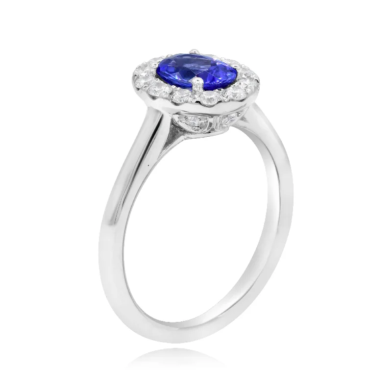 0.46ct Diamond and 0.95ct Tanzanite Ring set in 18KT White Gold /RM345E