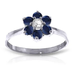 0.5 Carat 14K Solid White Gold Lovingkindness Sapphire Diamond Ring