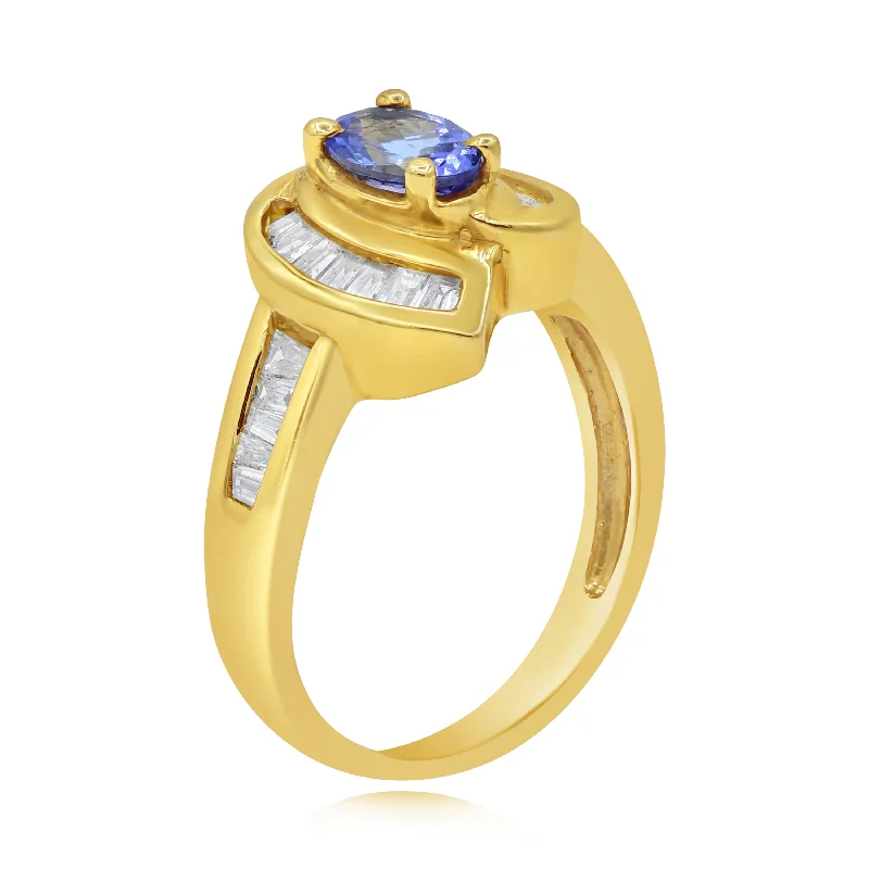 0.50ct Diamond and 0.53ct Tanzanite Ring set in 14KT Yellow Gold /J166T