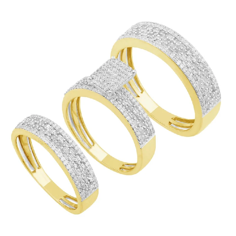 1.11ct Diamond 3pc Wedding Set in 14KT Yellow Gold /RN23111