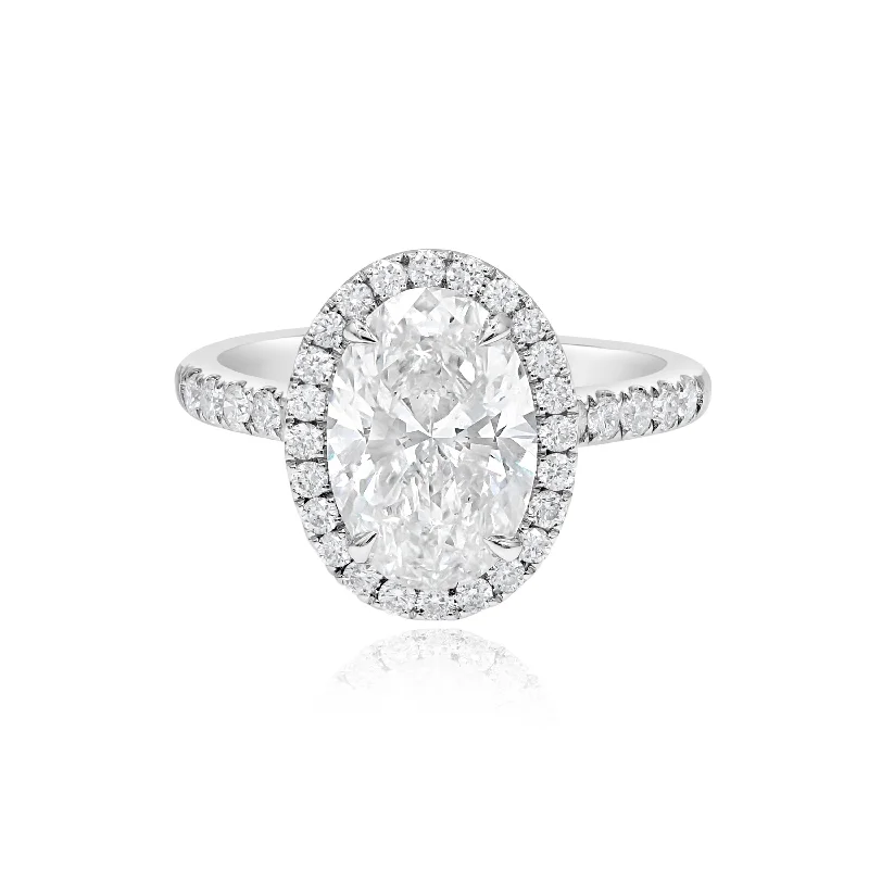 0.56ct Lab Grown Diamond and 3.02ct Oval-Cut Lab Grown Diamond ring set in 14KT White Gold / LGDRN791-194