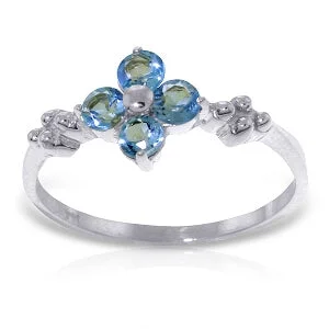 0.58 Carat 14K Solid White Gold If You Love Blue Topaz Ring