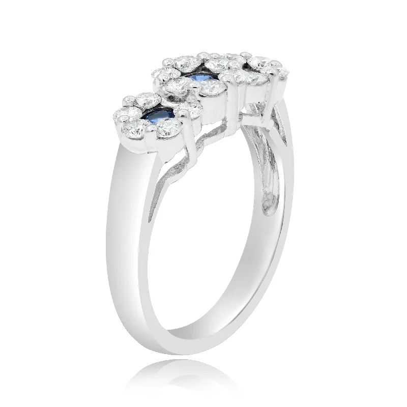 0.75ct Diamond and 0.34ct Sapphire Ring set in 18KT White Gold / R8927S