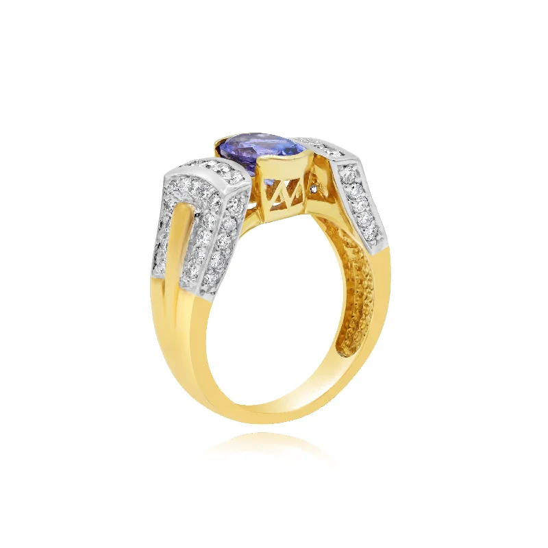 0.91ct Diamond and 1.62ct Tanzanite Ring set in 14KT Yellow Gold /MB2325