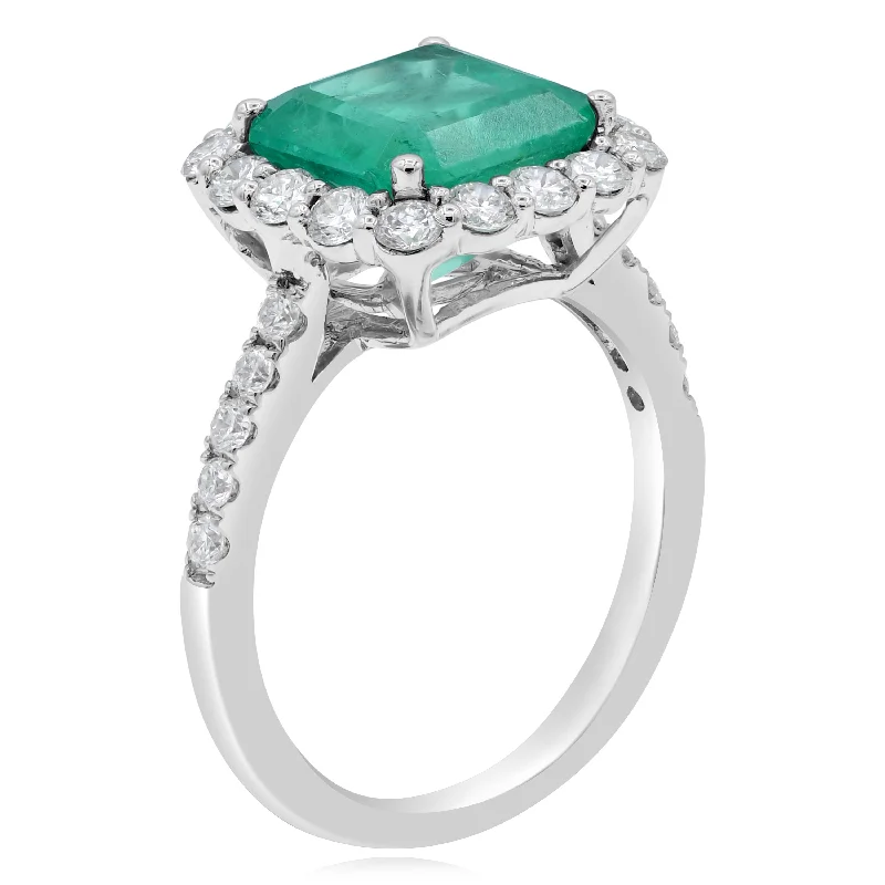 0.97ct Diamond and 3.28ct Emerald Ring set in 18KT White Gold /RL162G