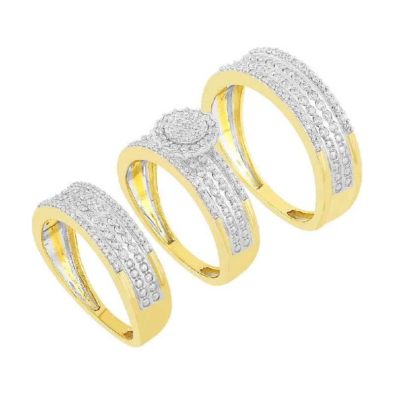 1.03ct Diamond 3pc Wedding Set in 14KT Yellow Gold /