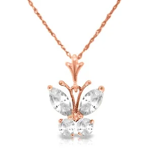 1.5 Carat 14K Solid Rose Gold Butterfly Necklace Cubic Zirconia