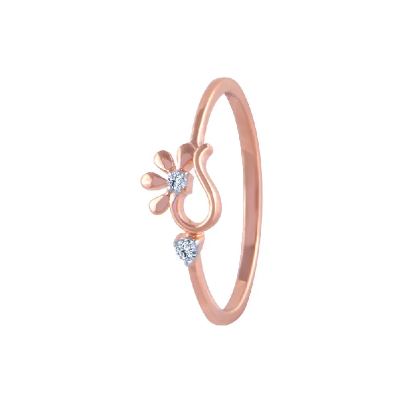 14k (585) Rose Gold And Diamond Ring For Women