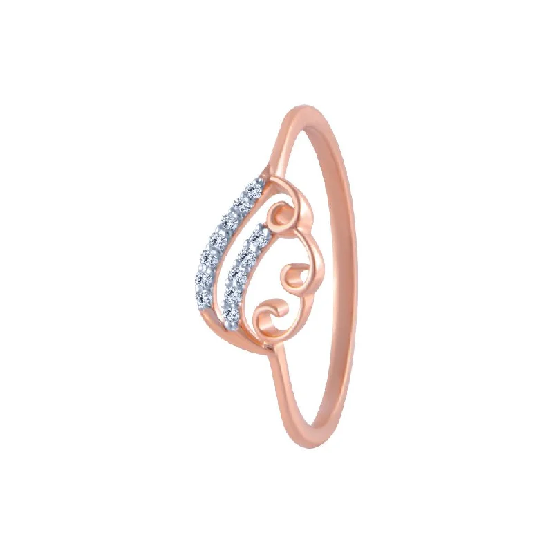 14k (585) Rose Gold And Diamond Ring For Women