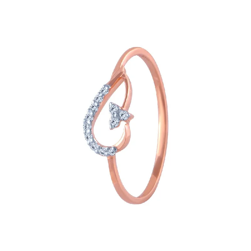 14k (585) Rose Gold And Diamond Ring For Women