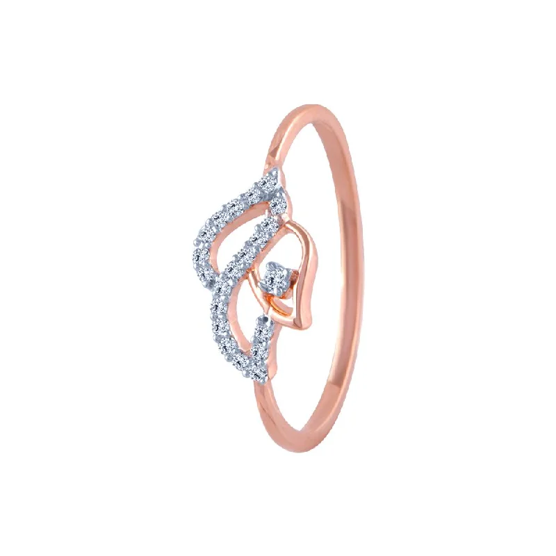 14k (585) Rose Gold And Diamond Ring For Women