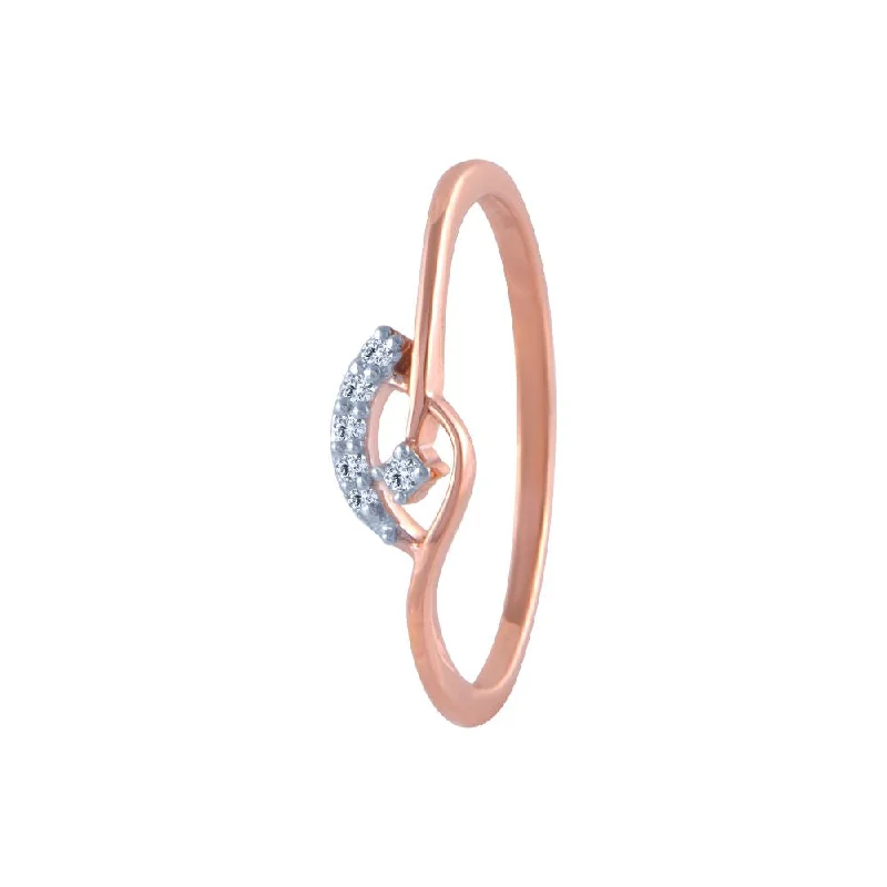 14k (585) Rose Gold And Diamond Ring For Women