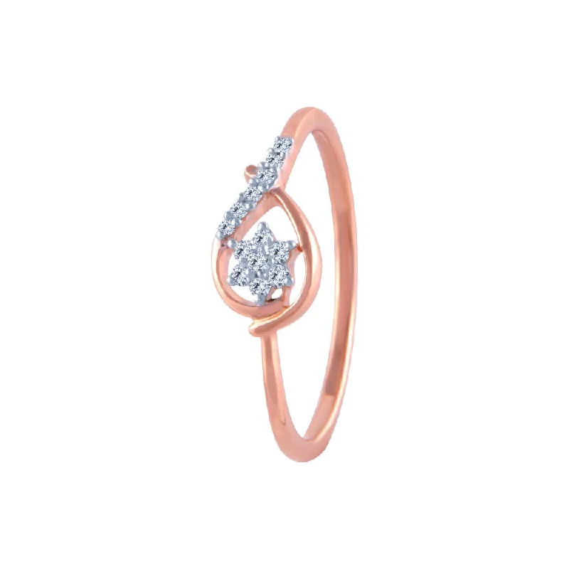 14k (585) Rose Gold And Diamond Ring For Women