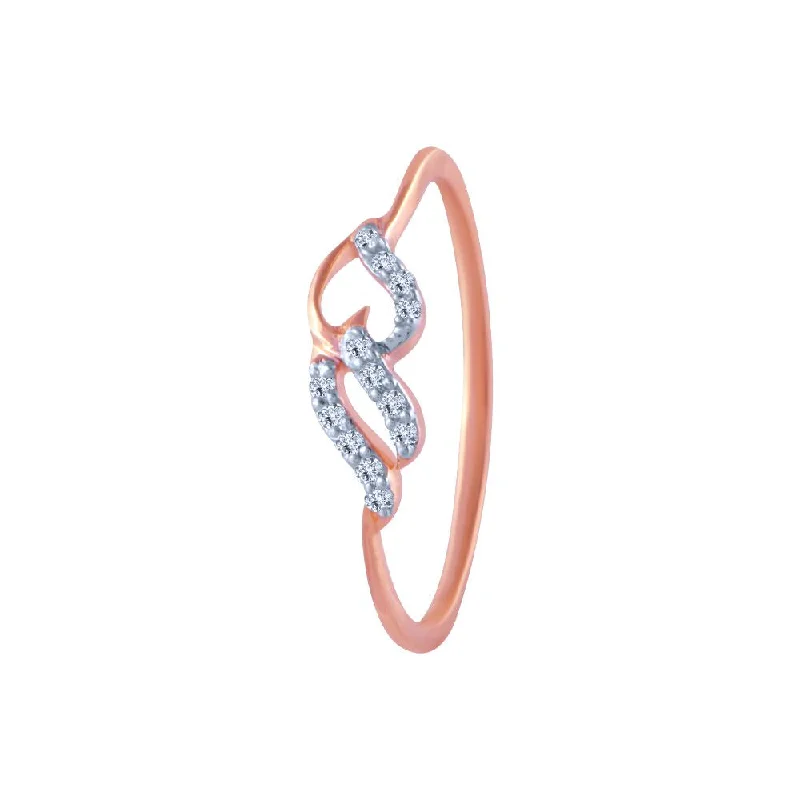 14k (585) Rose Gold And Diamond Ring For Women