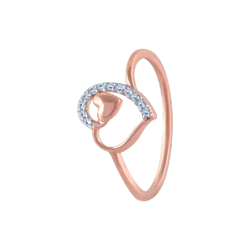 14k (585) Rose Gold And Diamond Ring For Women