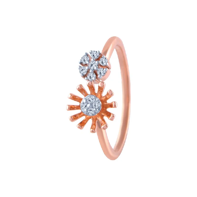 14k (585) Rose Gold And Diamond Ring For Women