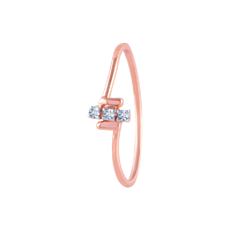 14k (585) Rose Gold And Diamond Ring For Women