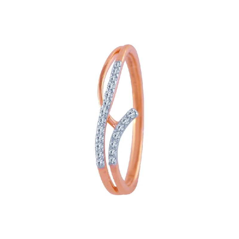 14k (585) Rose Gold And Diamond Ring For Women