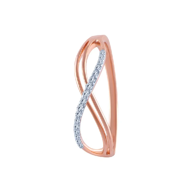 14k (585) Rose Gold And Diamond Ring For Women