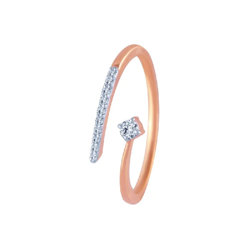 14k (585) Rose Gold And Diamond Ring For Women