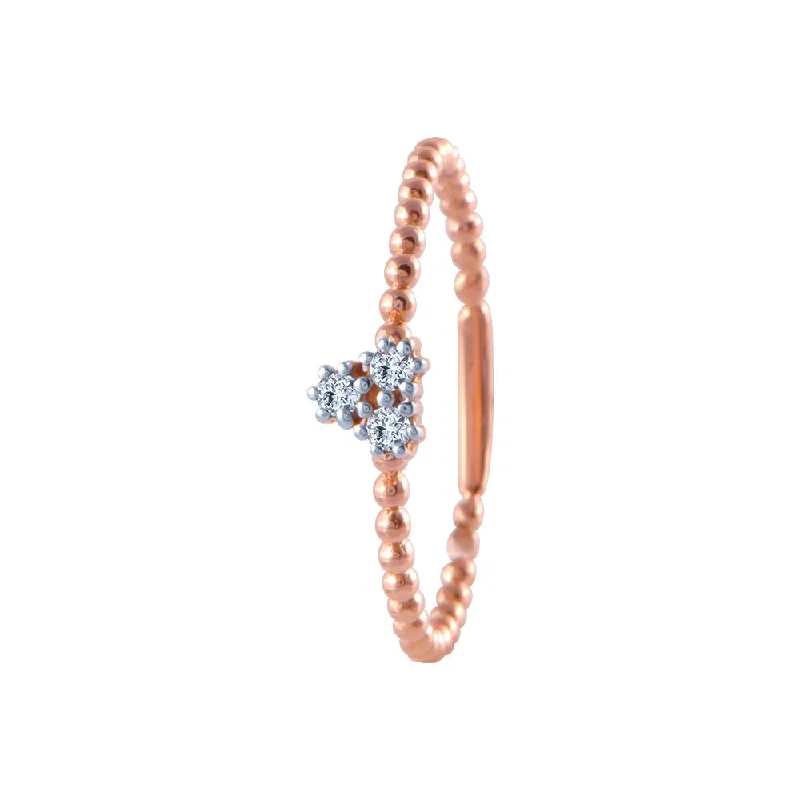 14k (585) Rose Gold And Diamond Ring For Women