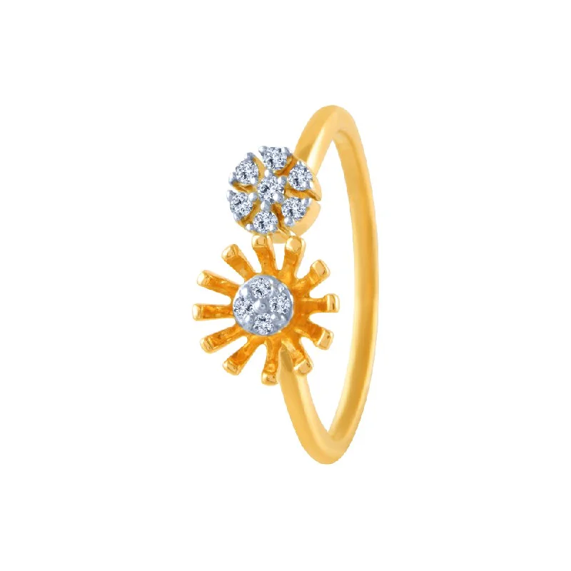 14k (585) Yellow Gold And Diamond Ring For Women