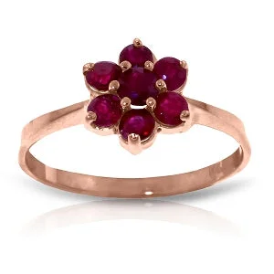 14K Solid Rose Gold Ring w/ Natural Rubies