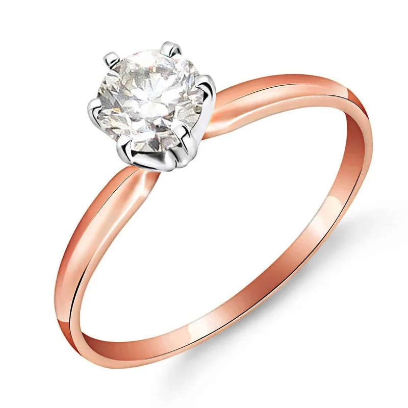 14K Solid Rose Gold Solitaire Ring 0.5 Carat Diamond