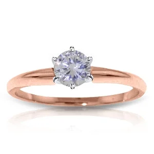 14K Solid Rose Gold Solitaire Ring w/ 0.25 Carat Natural Diamond