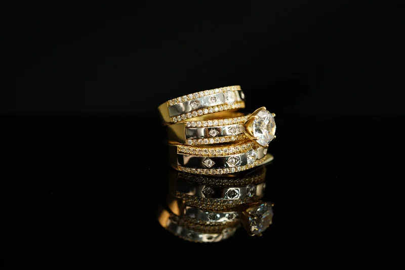 14k White and Gold Trio Set