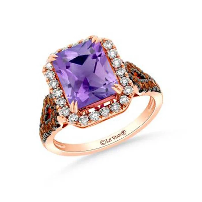 Le Vian Ring featuring Grape Amethyst with Chocolate and Nude Diamonds in 14K Strawberry Gold