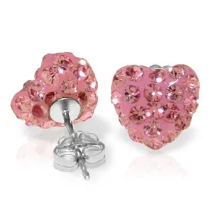 2.65 Carat 14K Solid White Gold Pink Cubic Zirconia Heart Stud Earrings