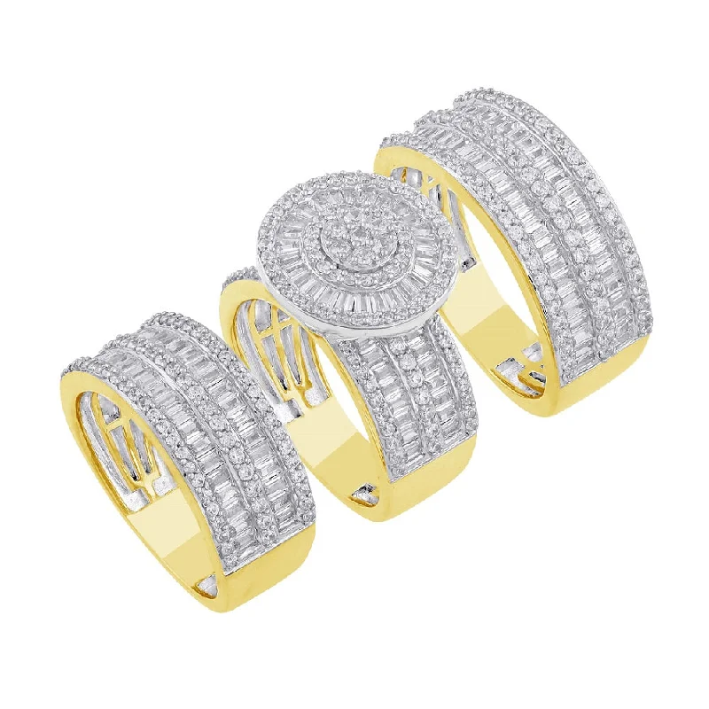 3.96ct Diamond 3pc Wedding Set in 14KT Yellow Gold / RN25212