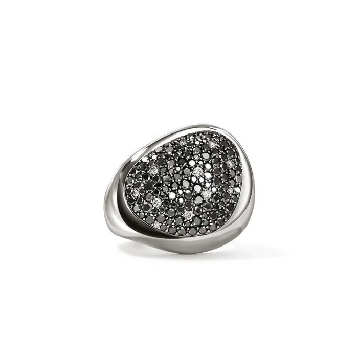 John Hardy Black Sand Pebble Ring in Sterling Silver