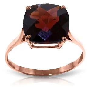 4.5 Carat 14K Solid Rose Gold Ring Natural Checkerboard Cut Garnet