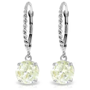 4.5 Carat 14K Solid White Gold Cubic Zirconia Leverback Earrings