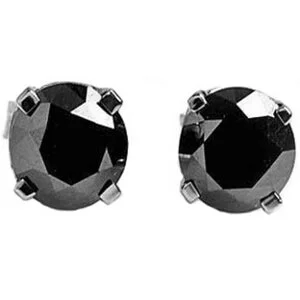 4.75 Carat 14K Solid White Gold Black Cubic Zirconia Stud Earrings