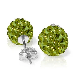 4 Carat 14K Solid White Gold Green Cubic Zirconia Ball Stud Earrings