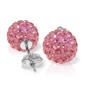 4 Carat 14K Solid White Gold Pink Cubic Zirconia Ball Stud Earrings