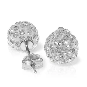 4 Carat 14K Solid White Gold White Cubic Zirconia Ball Stud Earrings