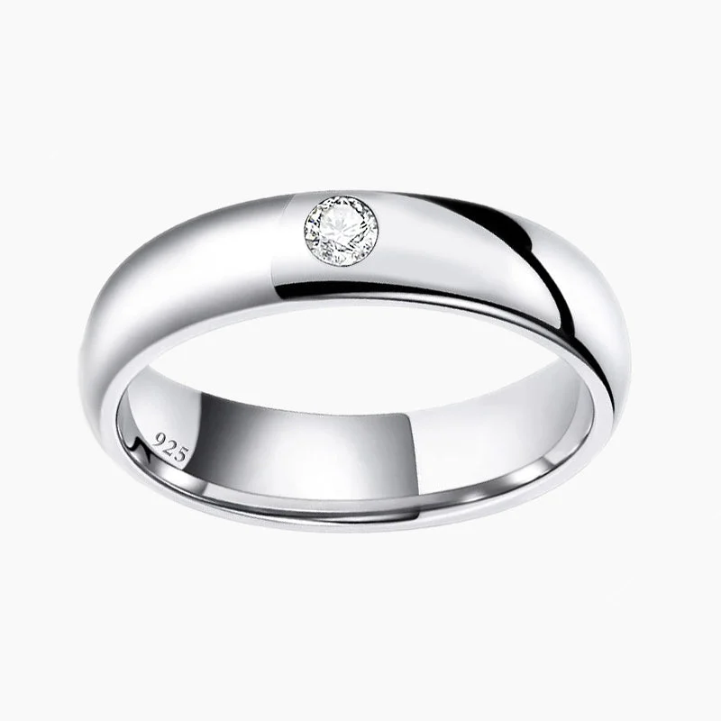 5mm S925 High Polished Plain Dome Wedding Band