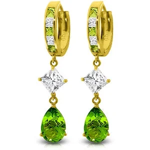 7.72 Carat 14K Solid Yellow Gold Poignant Cubic Zirconia Earrings