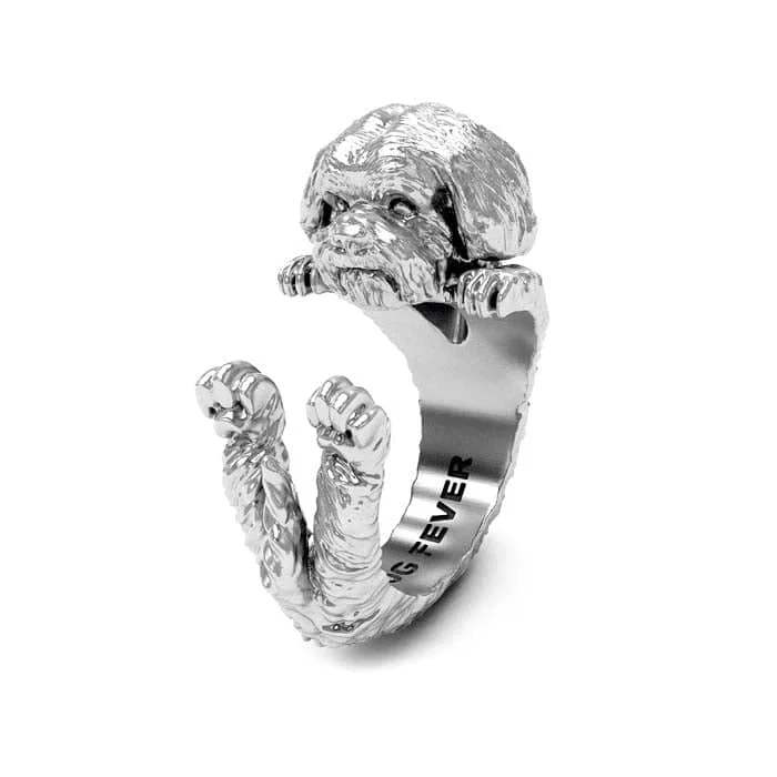 Dog Fever Shih Tzu Hug Ring, Sterling Silver